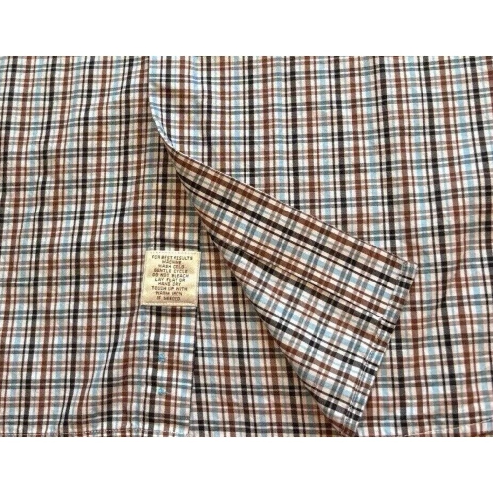Peter Millar Mens XXLarge/ Tall Button Down Shirt Blue Brown Plaid Long Sleeve - Picture 5 of 7